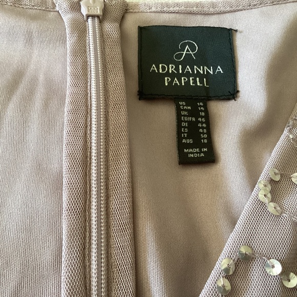 Ladies Adrianna PAPELLSize 14 Beaded Sequins Long Light Colored Mauve  Dress - Picture 3 of 7